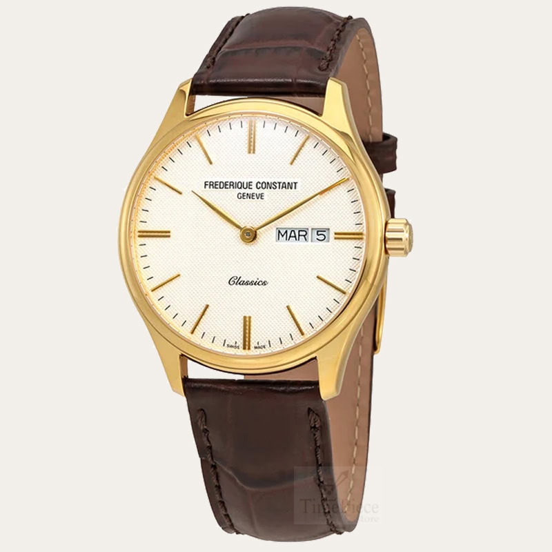Frederique Constant 225ST5B5 with white dial and brown straps
