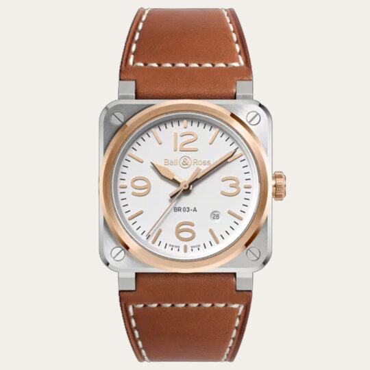 BELL AND ROSS BR-03 White Steel & Gold 41mm [BR03A-WH-STPG/SCA]