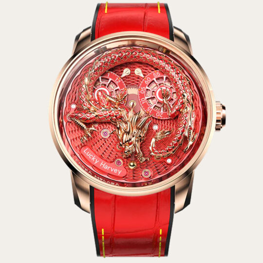 LUCKY HARVEY Limited Edition Red Enamel Dragon 43mm [DRAGON RED LIMITED]